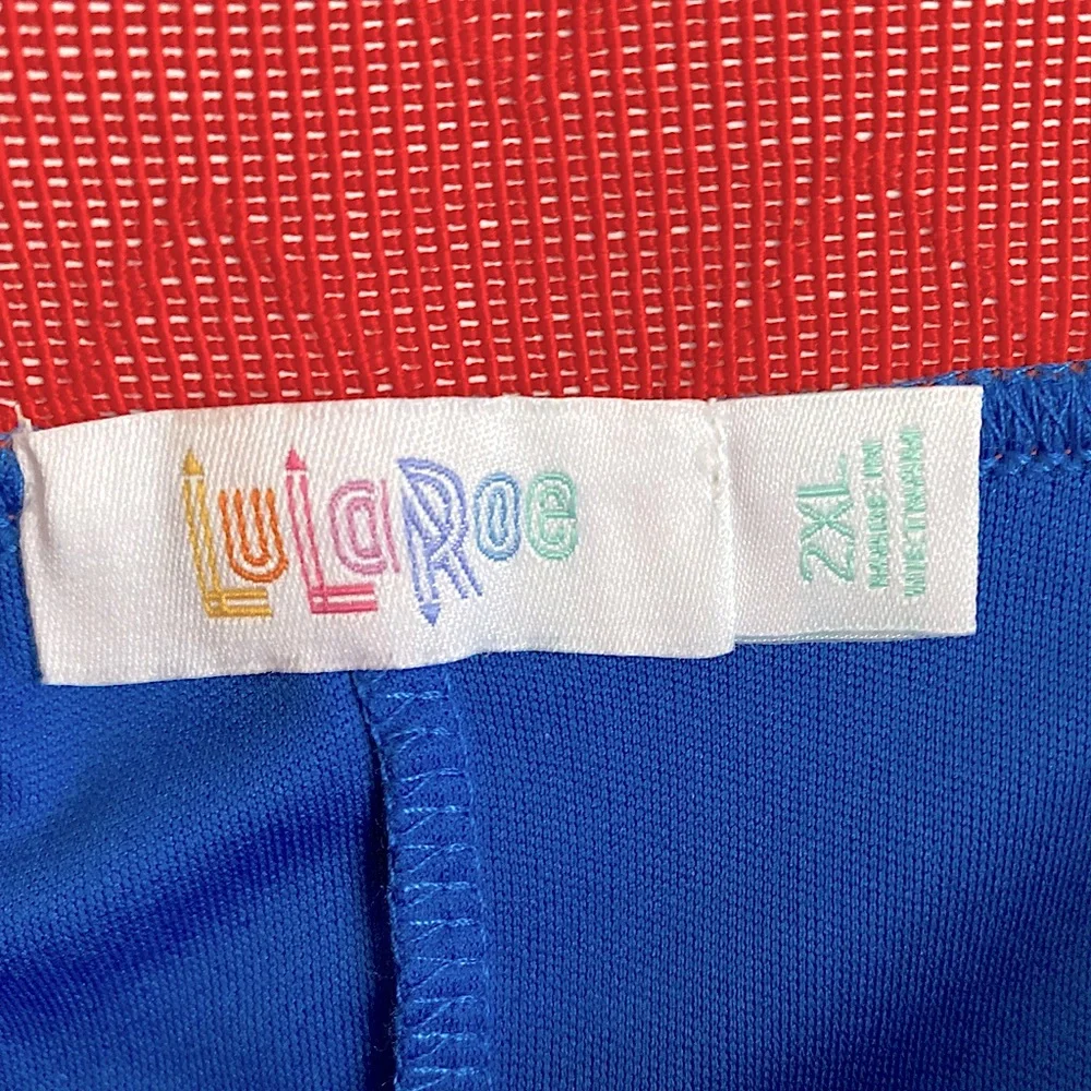 LuLaRoe Royal Blue with Red Elastic Waistband Lola Midi Skirt - Size 2XL 🇺🇸 - Picture 4 of 4